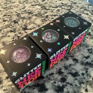 NEW | Needoh Set of 3 | Glitter Squeeze Squishy Toys | Pink Blue & Purple